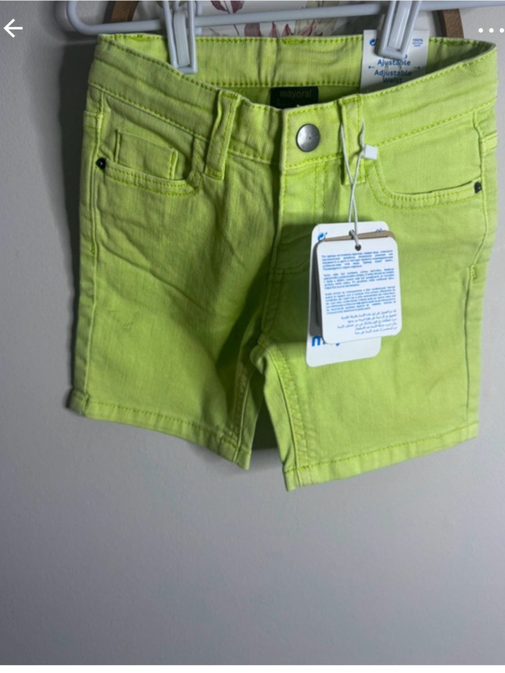 Mayoral Neon Lime Stretch Denim Girls' Shorts